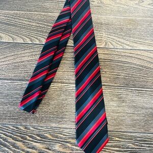 ALFANI‎ Classic Men’s Red and Black Striped Silk Tie 100% Polyester